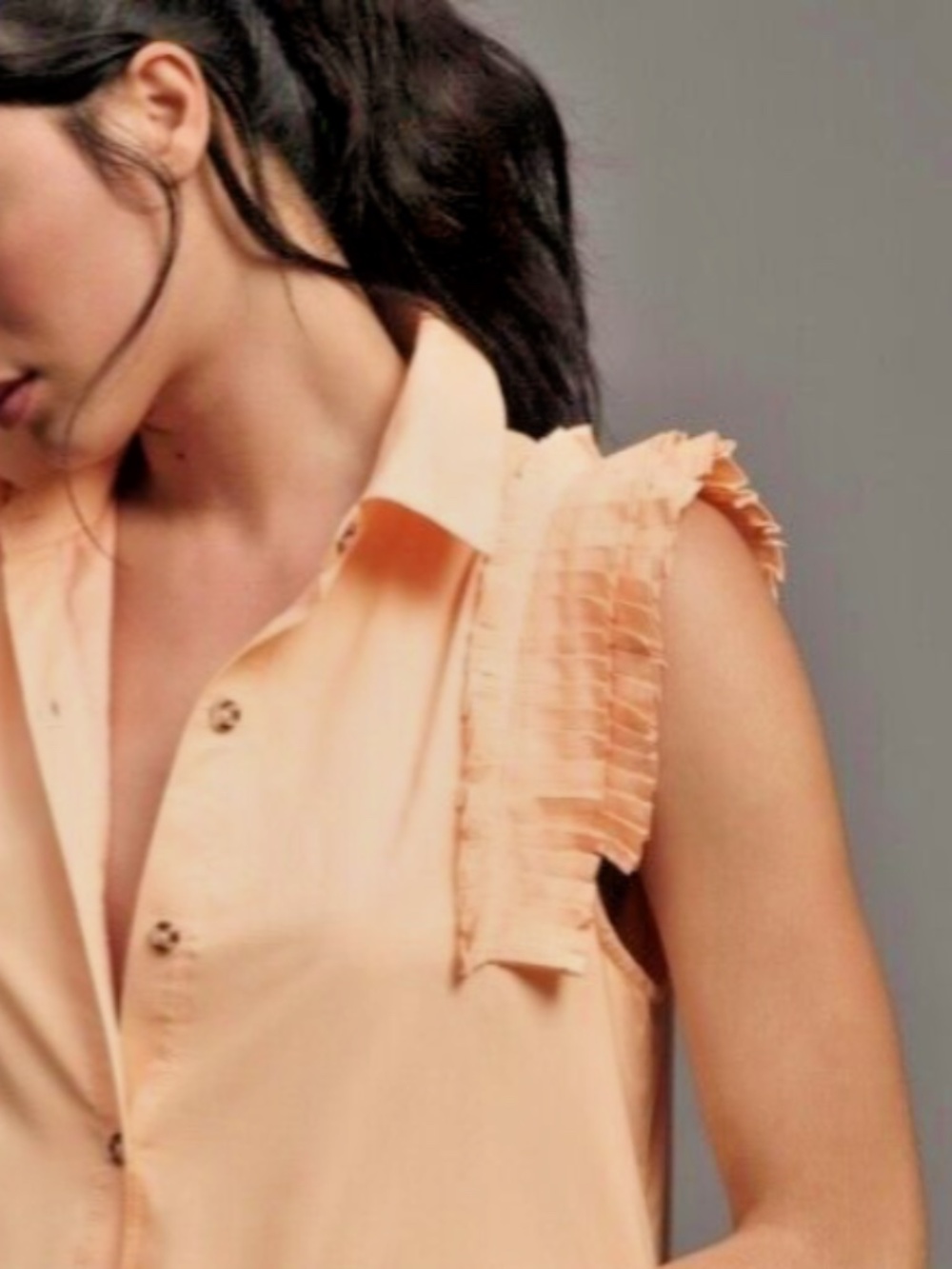 Anthropologie Peach Pleated Sun Dress, M, GP1547 - Picture 3 of 7